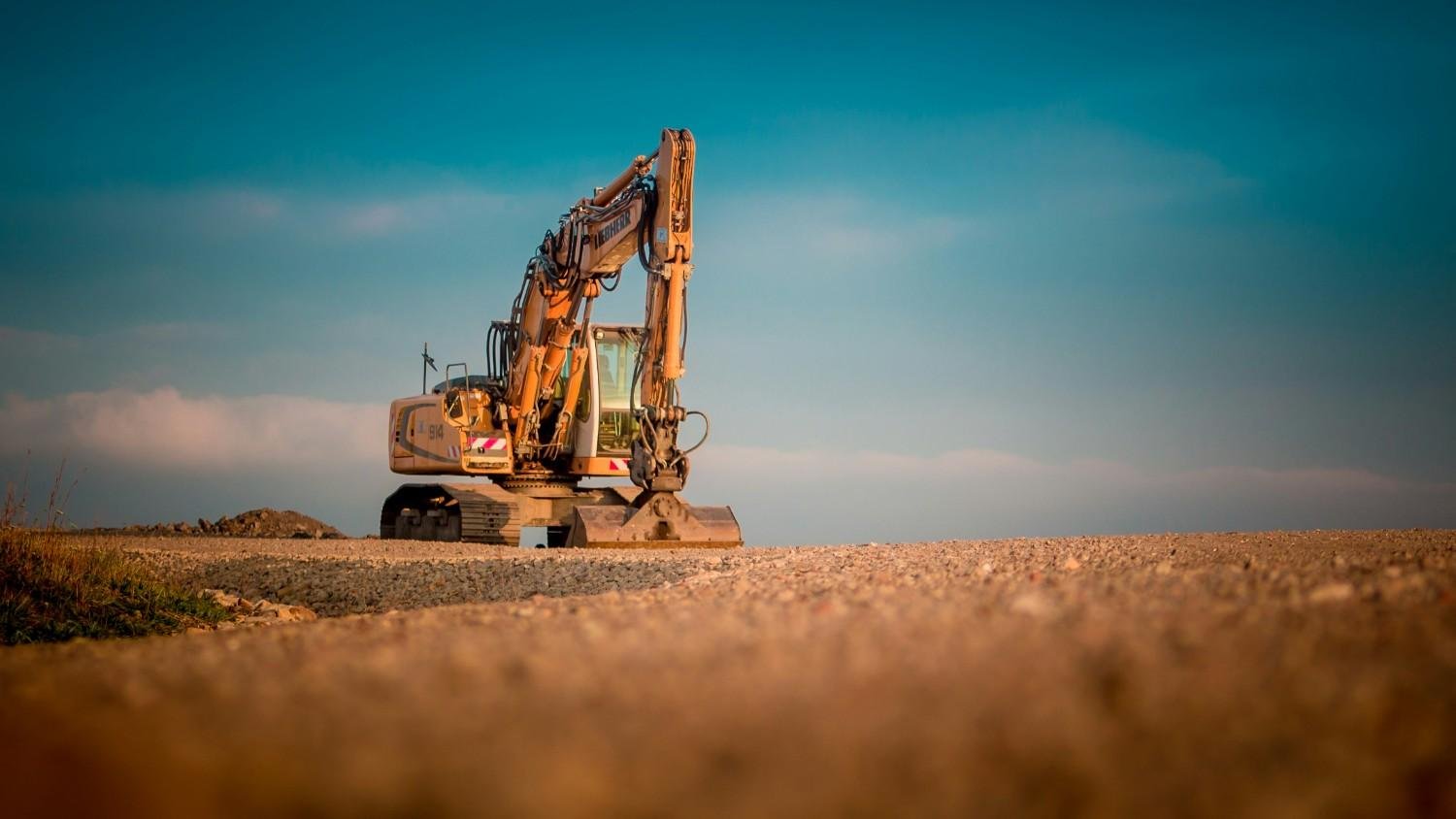Heavy excavator at construction site