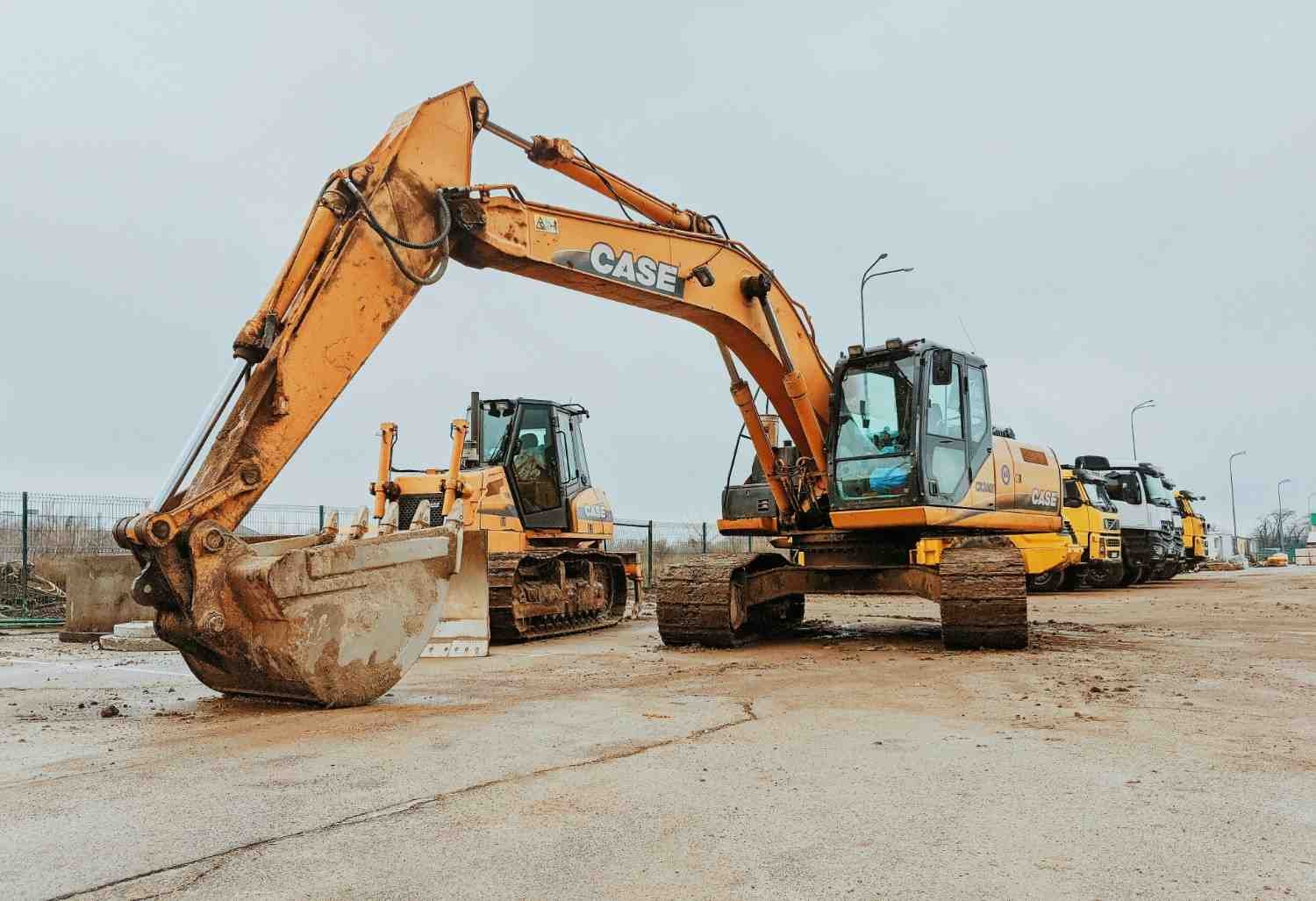 Heavy excavator at construction site