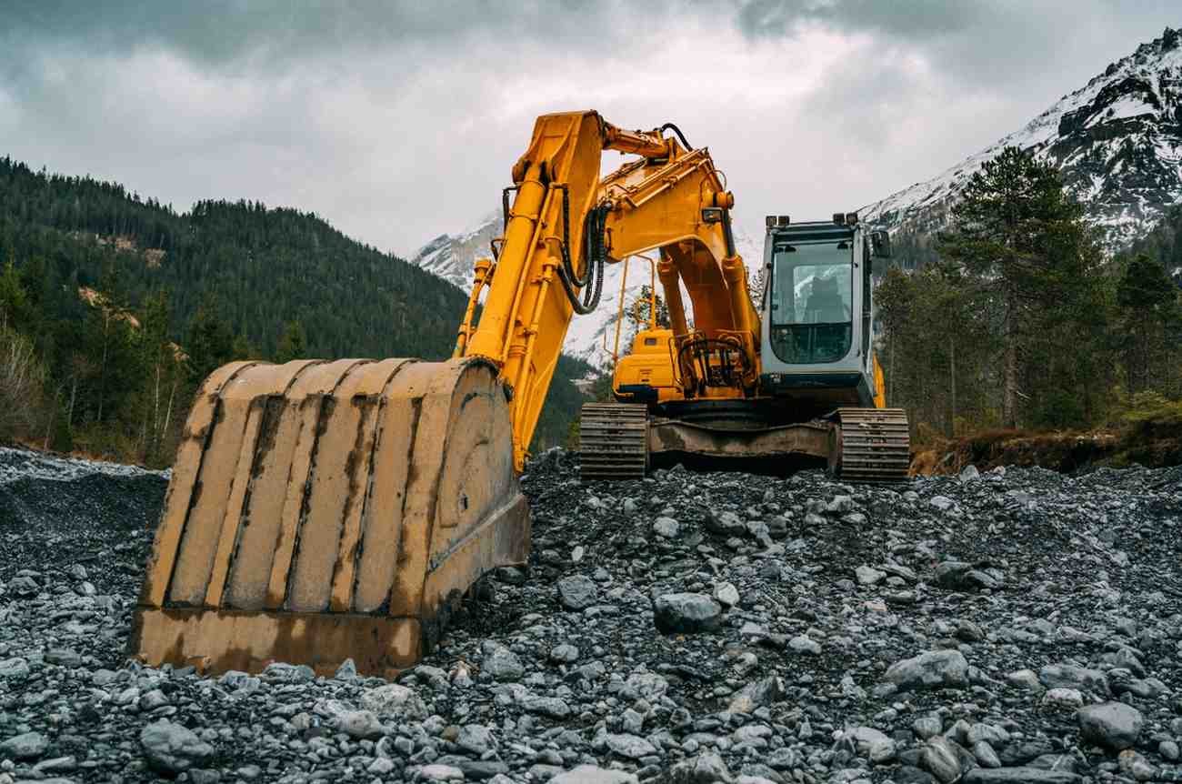 Heavy excavator at construction site