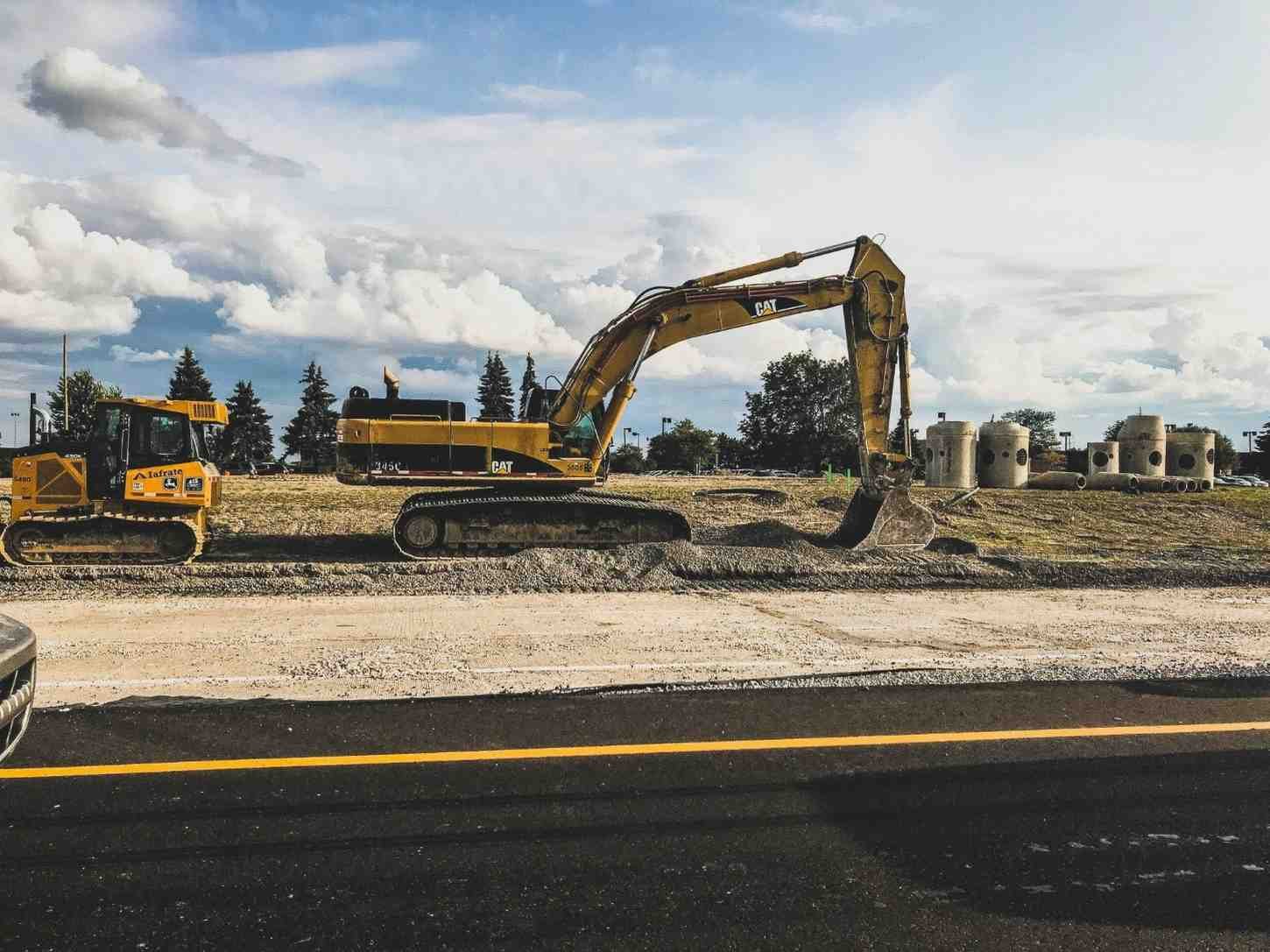 Heavy excavator at construction site